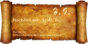 Hochfelder Irén névjegykártya